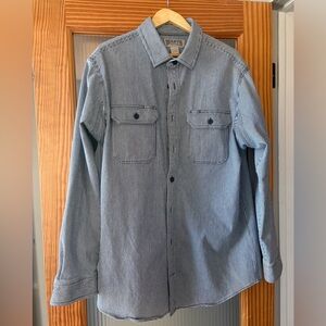 Men’s Duluth Trading Co Navy and White Striped Shirt